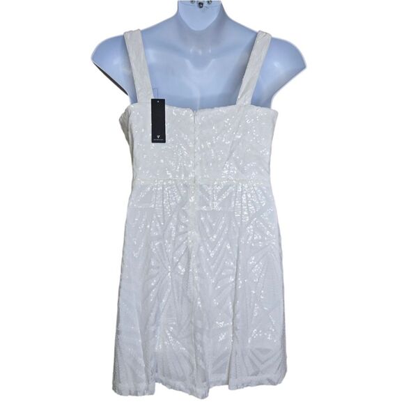 NEW Lulu's Know Your Worth white sequin thick strap square neck mini dress XL - Picture 4 of 14